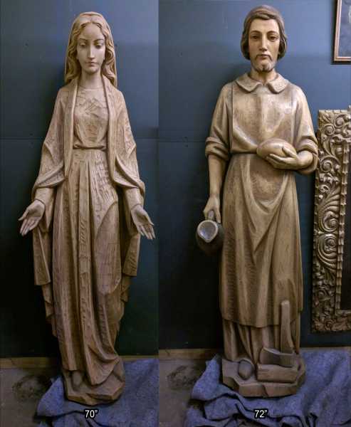 Carved-Wood-Joseph-Mary-Statues