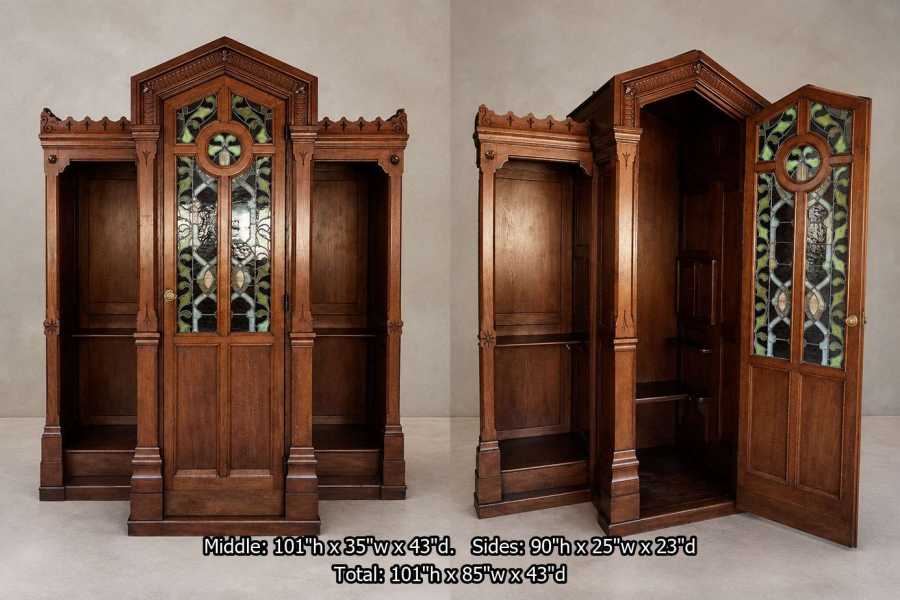 Antique-Wooden-Stained-Glass-Confessional-101